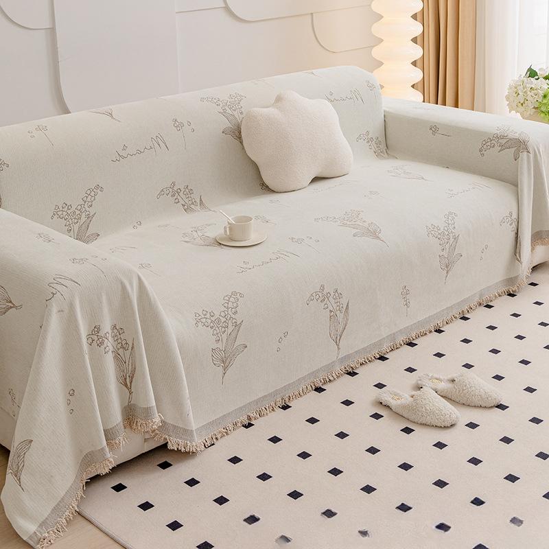 Anti-Scratching Chenille Sofa Towel Modern Minimalist Full Covered Non-Slip Cloth Four Seasons Universal Pure Color Cover Cover