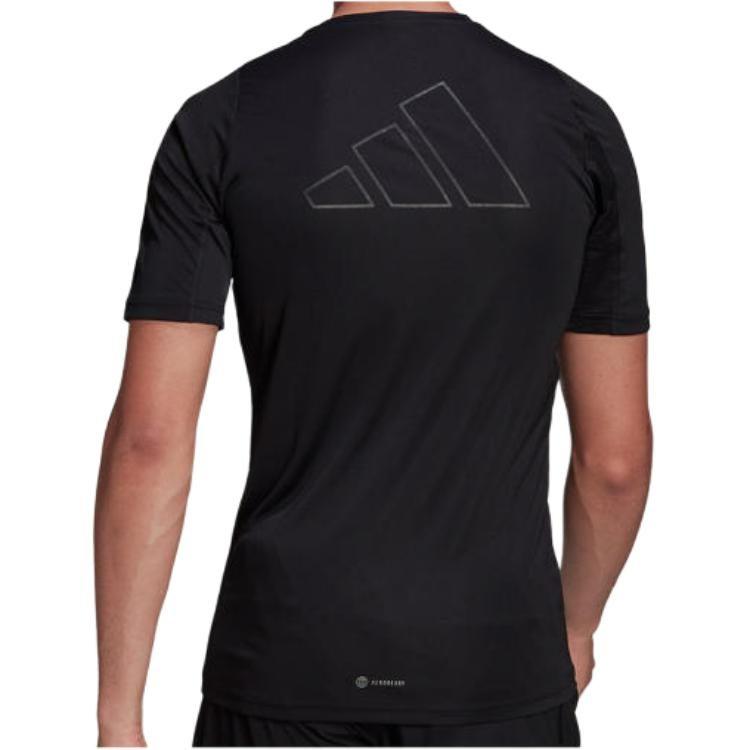 Adidas T Shirts Men's Black Crew Neck Moderate Straight Fit HC0409