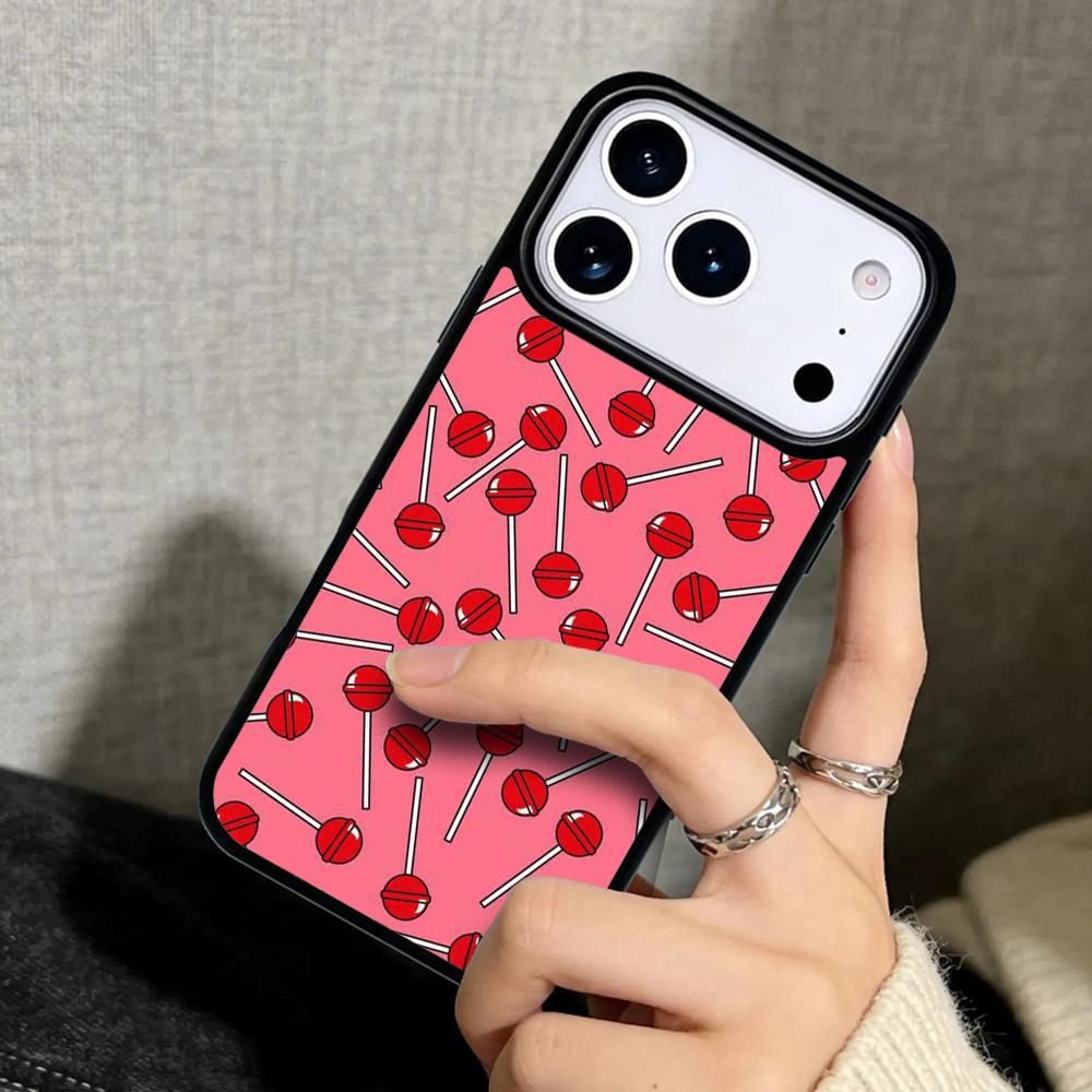 Capa Case for iPhone 17 Air 16 Pro Max 15 Plus 11 13 Mini 14 12 Back Phone Cover Red Lollipops