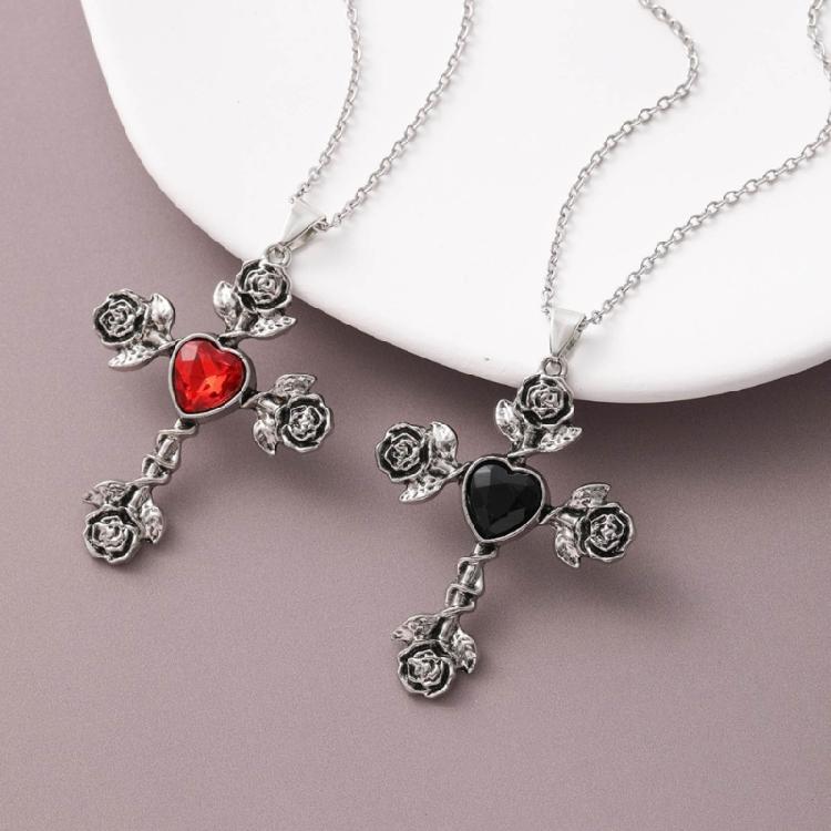 Unique Style Thorn Knotted Rose Crosses Pendant Necklace for Daily Wear Parties