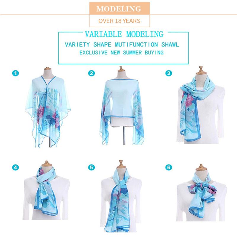 Summer Chiffon Beach Cover Up Sun Protection Shawl Dress Bikini Cover-up Women Swimsuit Sarong Swimwear Sunscreen Beachwear