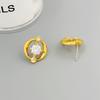 Light Luxury Design Fashion Earrings Women'S Geometry Round Sunflower Zircon Stud Earrings
