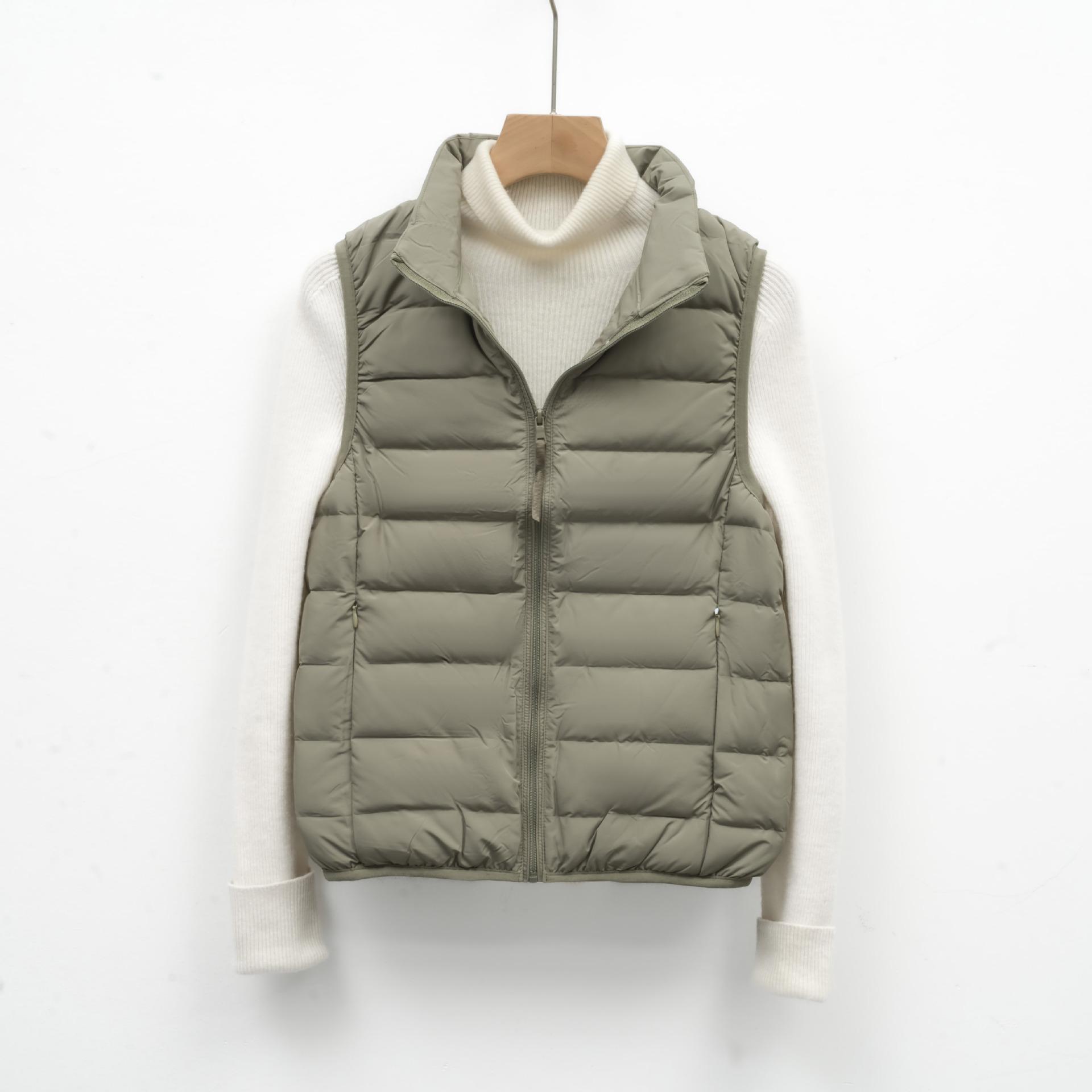 

Feather новая женская 90-флисовая однотонная женская одежда жилет с воротником-стойкой бесшовный пуховик жилет куртка большого размера S белый