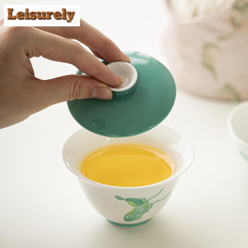 Handbemaltes Schmetterlings-Liebesblumen-Reise-Teegeschirr-Set Kit Japanisch 1 Kanne 2 Tassen Teebereiter Organizer Tragbare Outdoor-Handtasche Geschenk