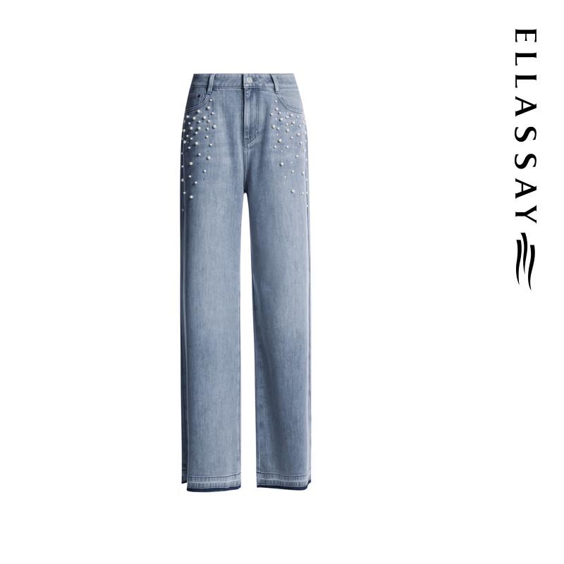 ELLASSAY Women's Beaded Denim Jeans