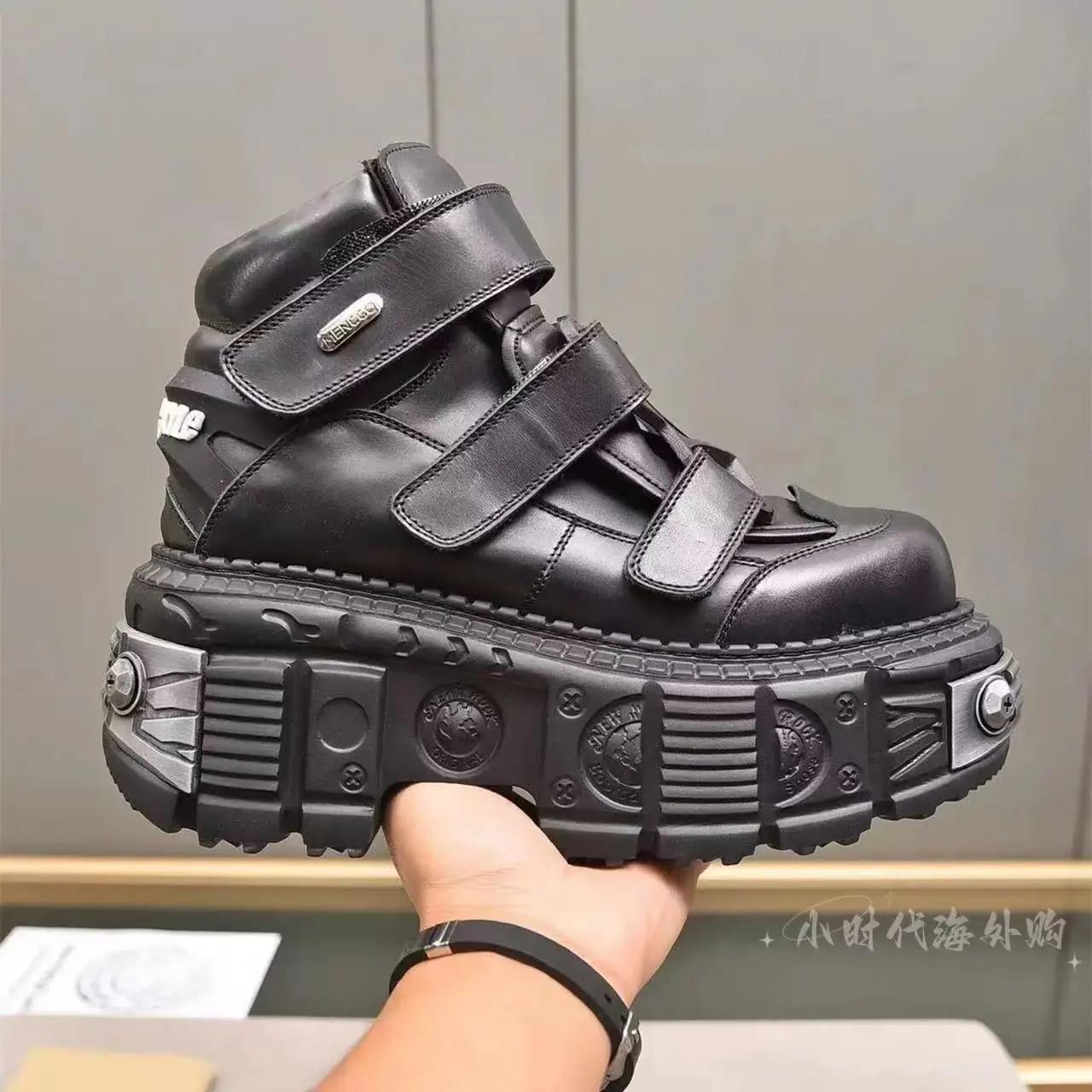 

Punk Style Women Shoes Gothic Ankle Rock Boots Lace-up Heel Height 9CM Platform Shoes Woman Metal Decor Woman Sneakers 35 чорний