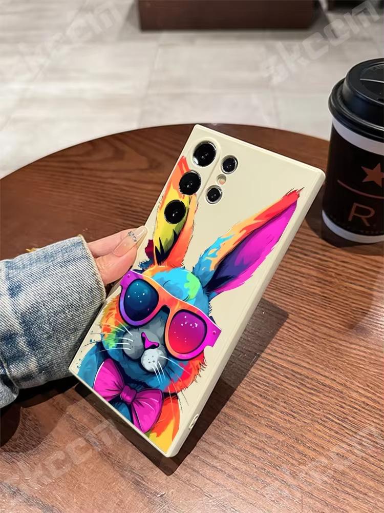 Cute Colorful Rabbit Phone Case For Samsung Galaxy S24 S23 Ultra S22 Plus S20 FE A15 A35 A50 A51 A54 A55 A71 A72 A73 Soft Cover
