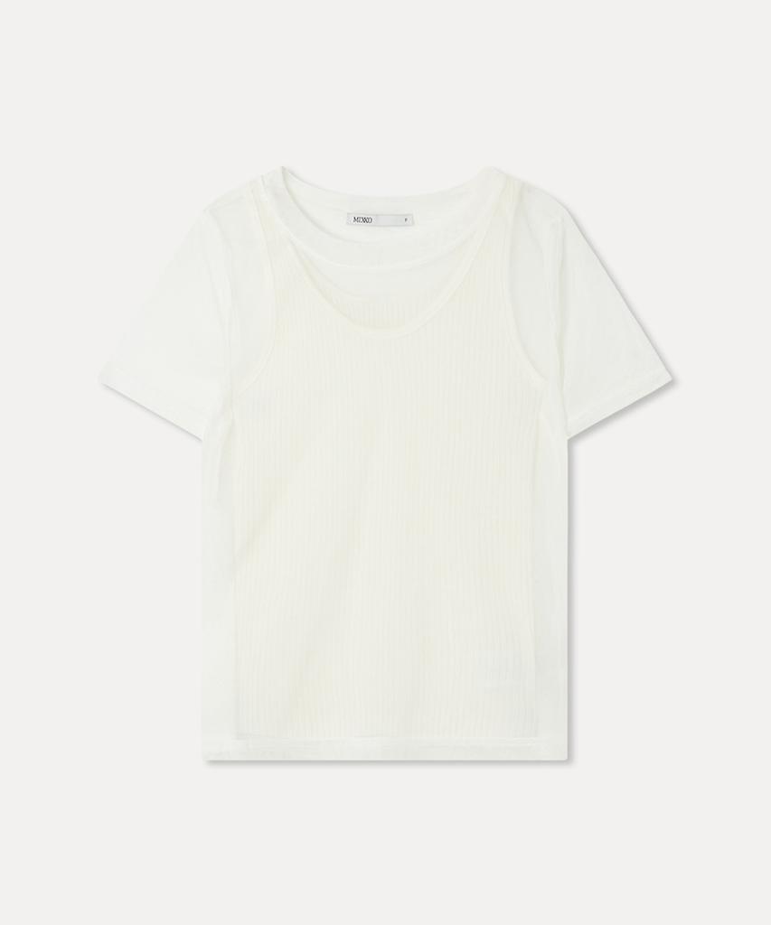 MIXXO Mesh Layered Short Sleeve T-Shirt_Miwhwg48Ss
