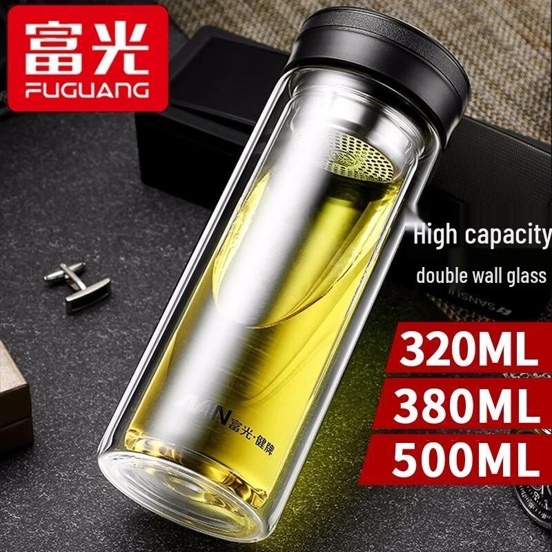 Fuguang Portable Double-Layer Glass Tea Cup