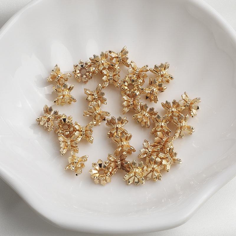 

14K Gold Filled Double-Sided Flower Flower Holder Stupa Crystal Beaded Bracelet DIY Jewelry Accessory