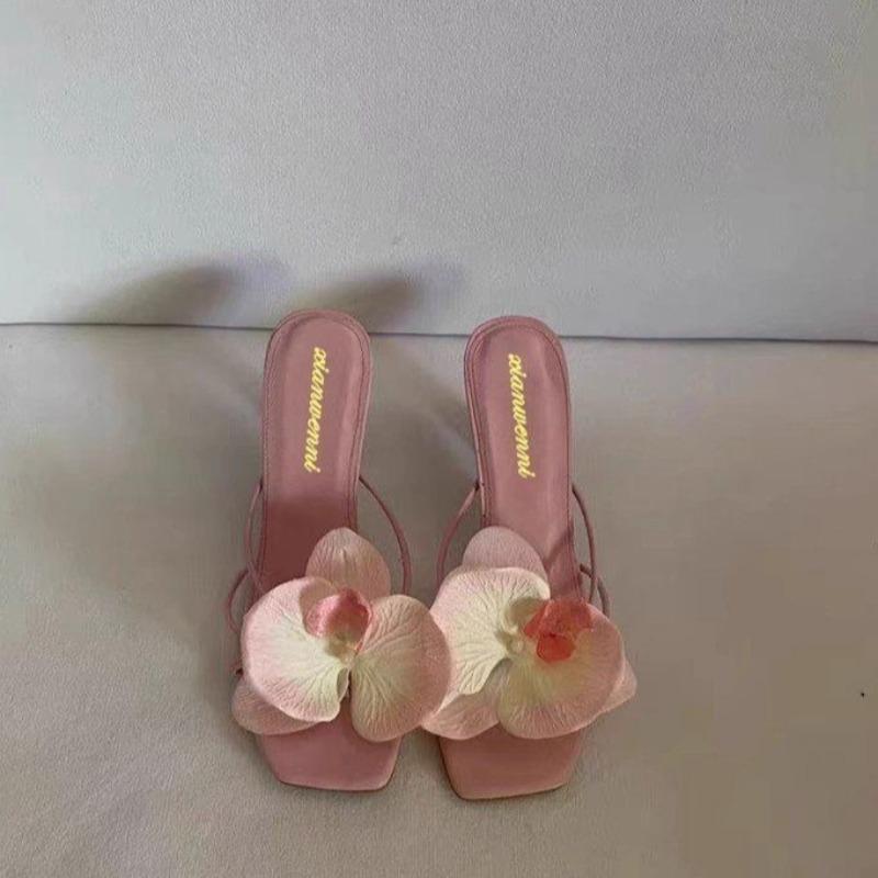 Fashion Women High Heels Slippers Fashion Flowers Design Casual Slippers Summer High Heel Sandals for Women Beach Slies Sandalias Mujer