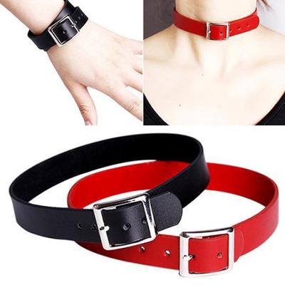 Punk Faux Leather Belt Choker Collar Necklace Women's Club Jewelry Birthday Gift