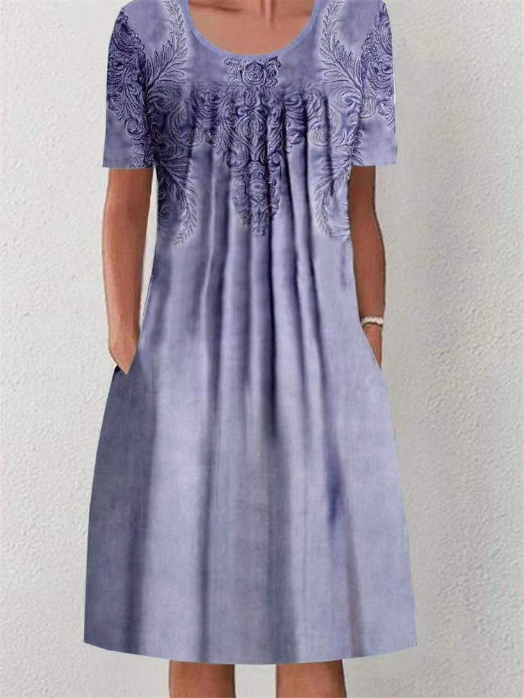 Floral Print Midi Dress with Pockets for Spring Summer