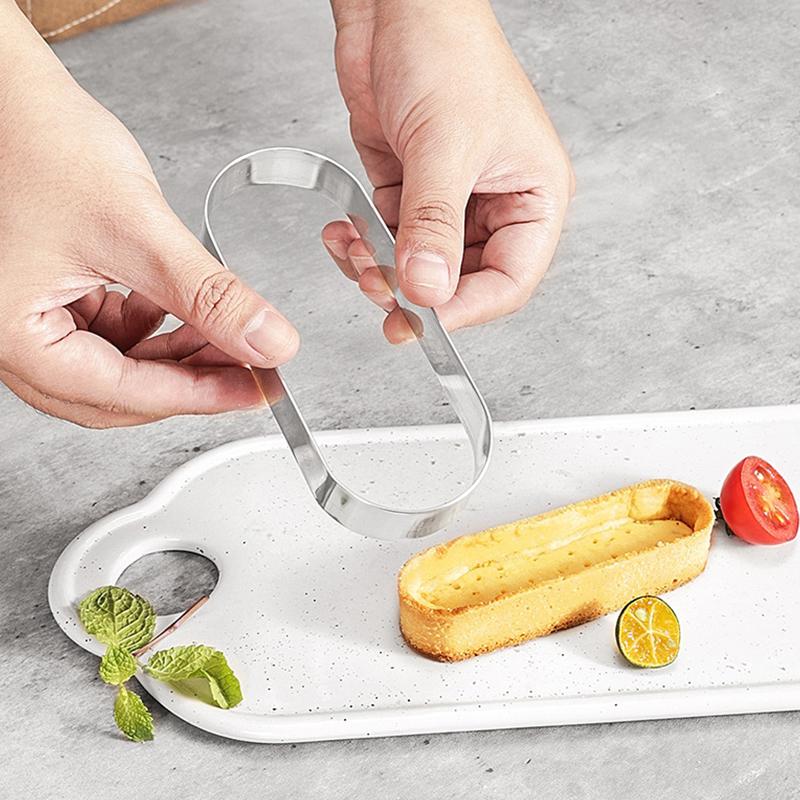 4 Sizes Stainless Steel Mousse Ring Rectangle Oval Cake Ring Cookie Cutters Mousse Baking Mold Tiramisu Puff Bake Tools