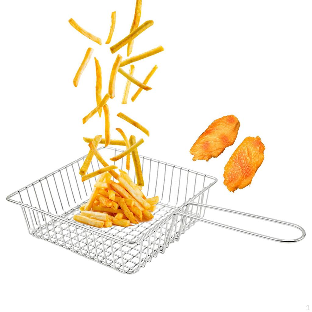 Frittierkorb Sieb Netz Pommes Frites Chips Korb, Edelstahl Fritteuse für Küche