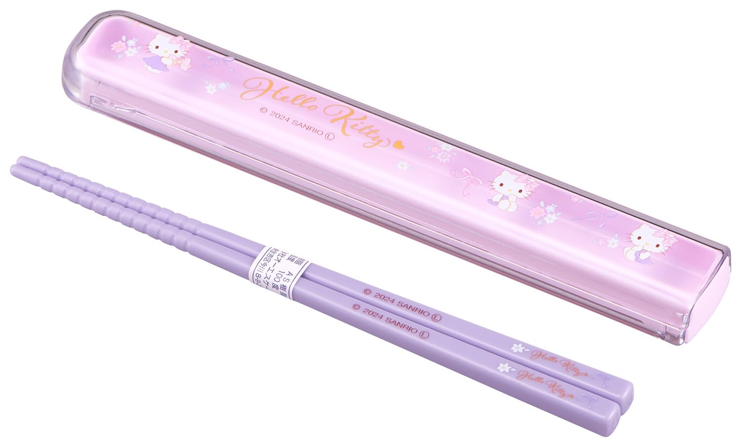 

Hello Kitty ribbon pull lid chopsticks box set HS 11