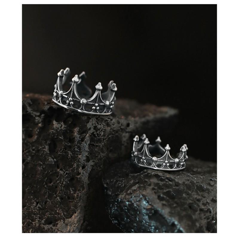 Adjustable Gothic Crown Ring Couples - Vintage Plated Unisex Jewelry With Geometric Design