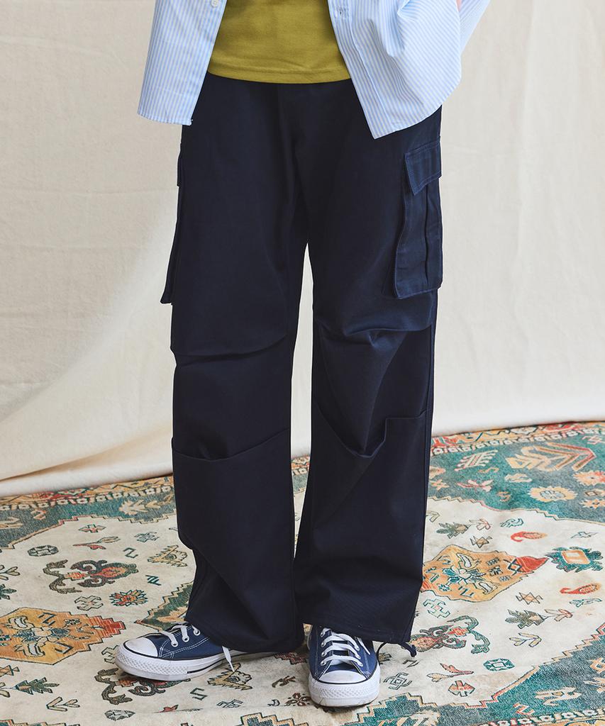 RUGGED HOUSE Urban Wide Knee Cut Cargo Elastic Pants Navy