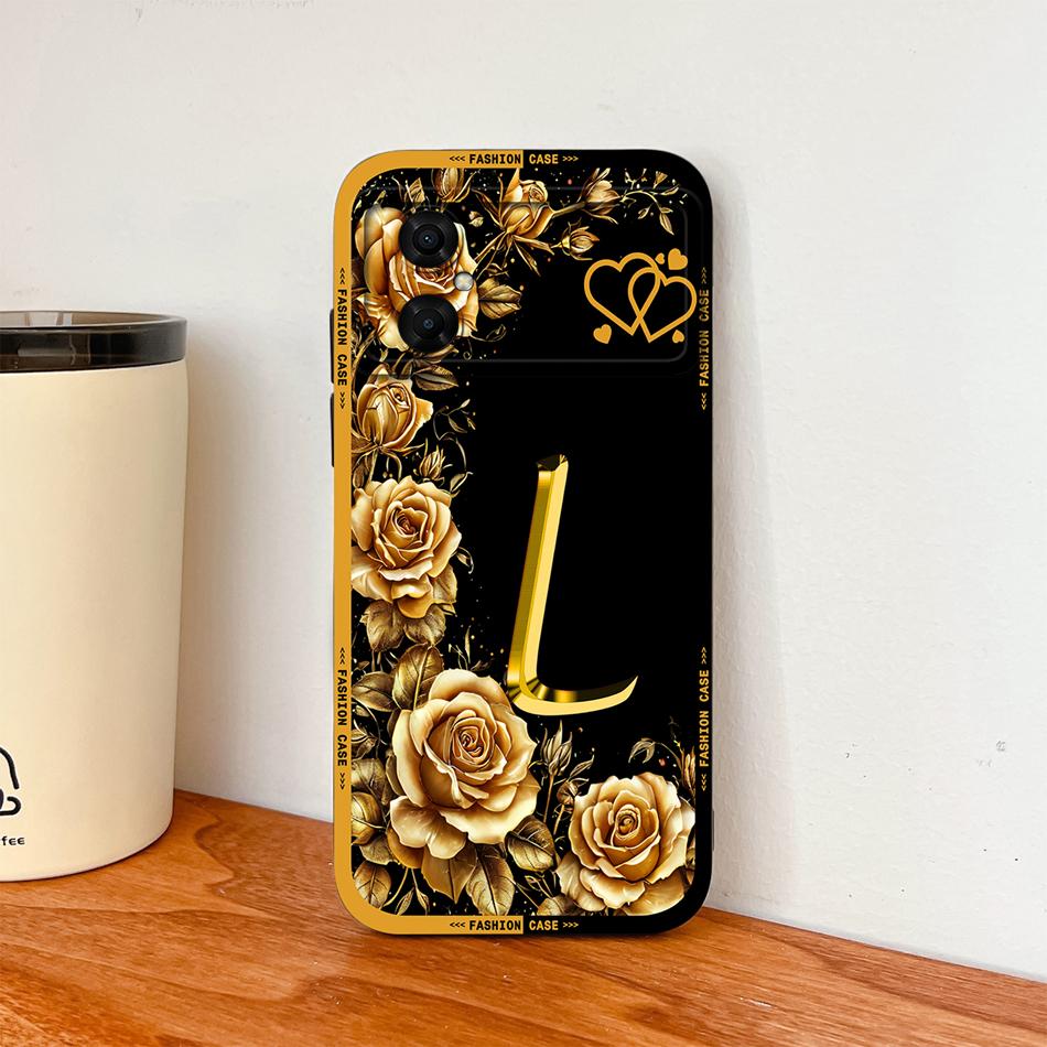 Case For Xiaomi Poco M4 M3 Pro Luxury Rose Letters Soft Smooth Liquid Silicone Housing For Poco M 4 M 3 Lightweight Phone Cover