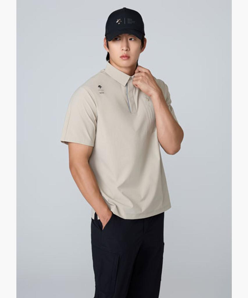 DESCENTE GOLF Men'S Woven Y-Neck Short Sleeve T-Shirt (Set-Up) (Dq31Mfts8A)
