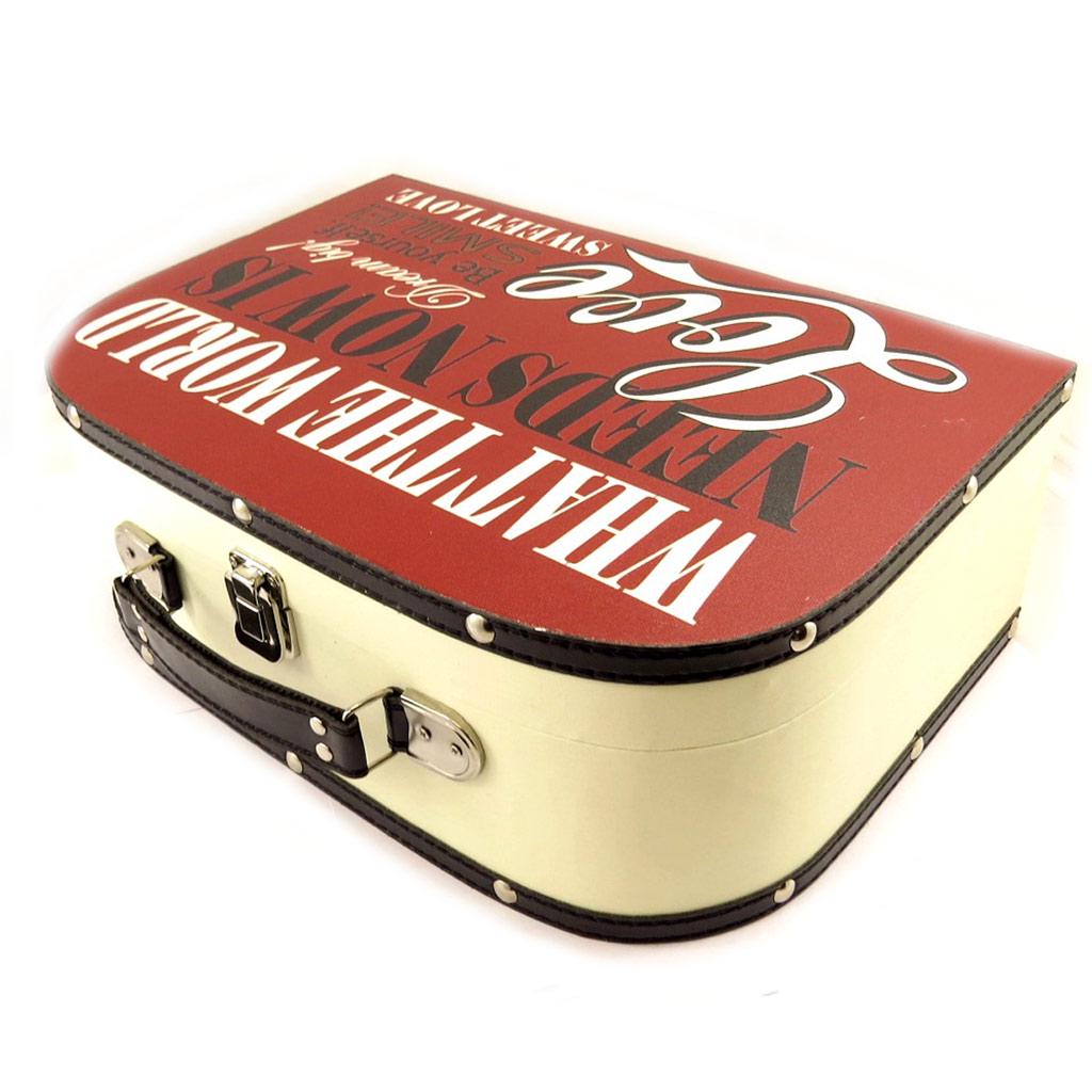 Les Trésors De Lily [L1953] - Set of 2 Wooden Suitcases 'Love Sweet Love' Red Beige