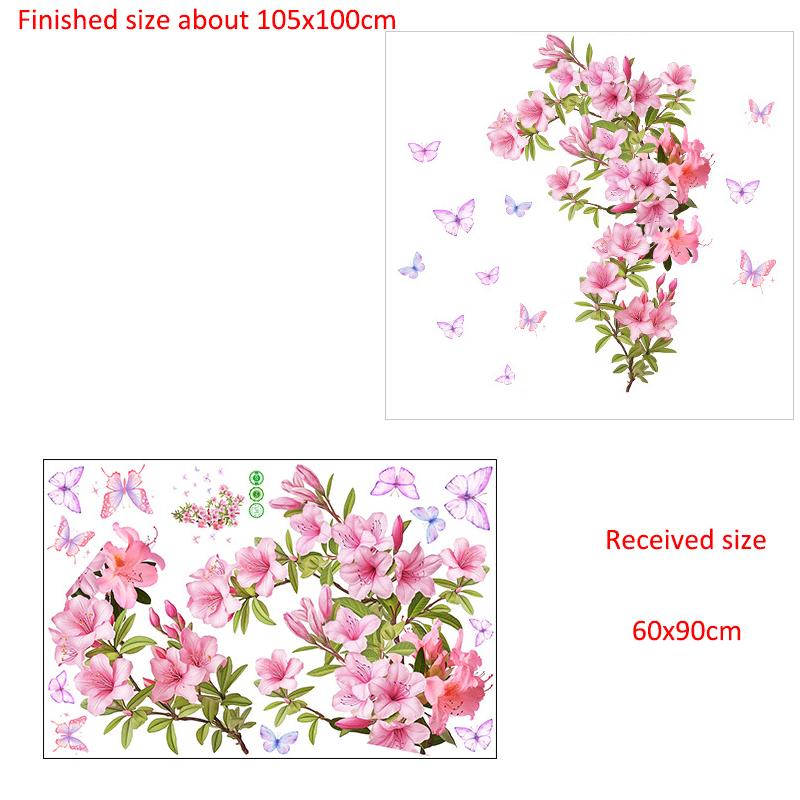 

Съемная наклейка на стену Сделай сам Фиолетовый цветочный Зеленые листья Отклеивающаяся декорация для прихожей Спальни Гостиной ТВ-фона Домашний декор AS PIC