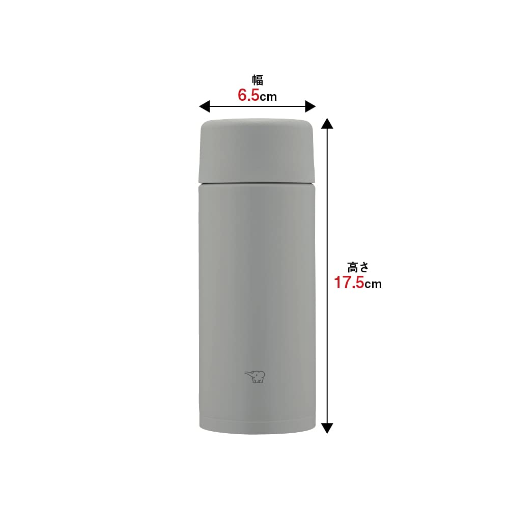 Zojirushi Stainless Steel Water Bottle 360ml, Seamless Cap, Medium Gray, Easy-Clean Design, Screw Lid, Simple Maintenance