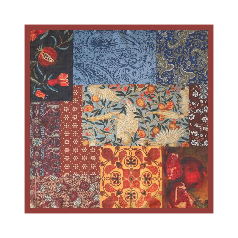 Early summer retro flower women's cotton silk scarf cashew flower light luxury high sense versatile new silk scarf