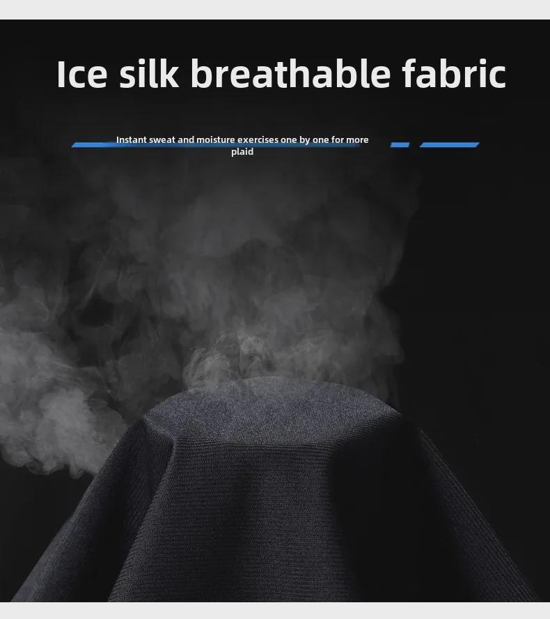 Herrenhose aus Eisseide mit elastischem Bund und Reißverschluss – einfarbig, lässig, sportlich, Neun-Punkt-Länge, Sommerkleidung.