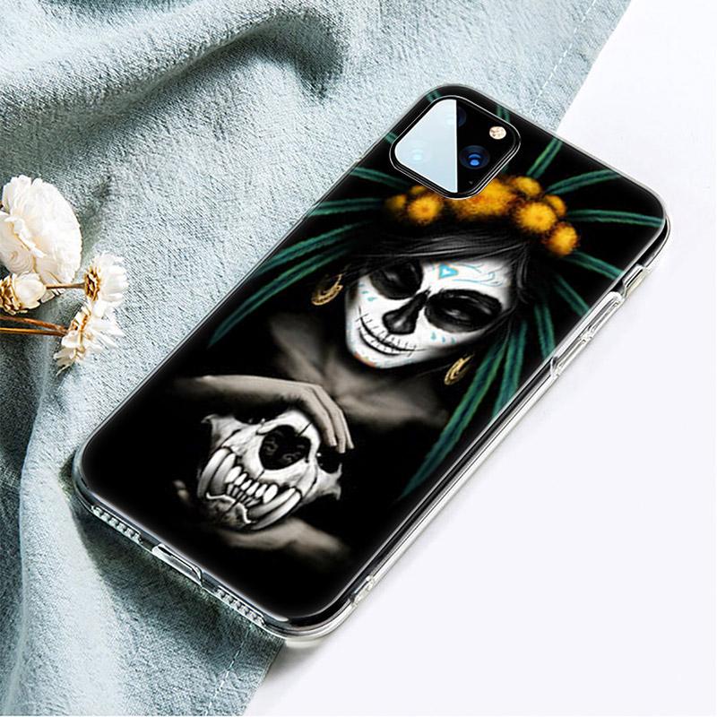 Husă de telefon din silicon cu craniu și catrinas pentru Apple iPhone 13 12 Mini 11 Pro XS Max X XR 6 6S 7 8 Plus 5 SE 2020 de lux Husă moale