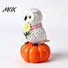 Small Pumpkin Statue Gift Fall Owl Figurine, Resin On with Tabletop Ornaments Sunflower for Autumn Thanksgiving Indoor Tabletop, Mantel, Fireplace,