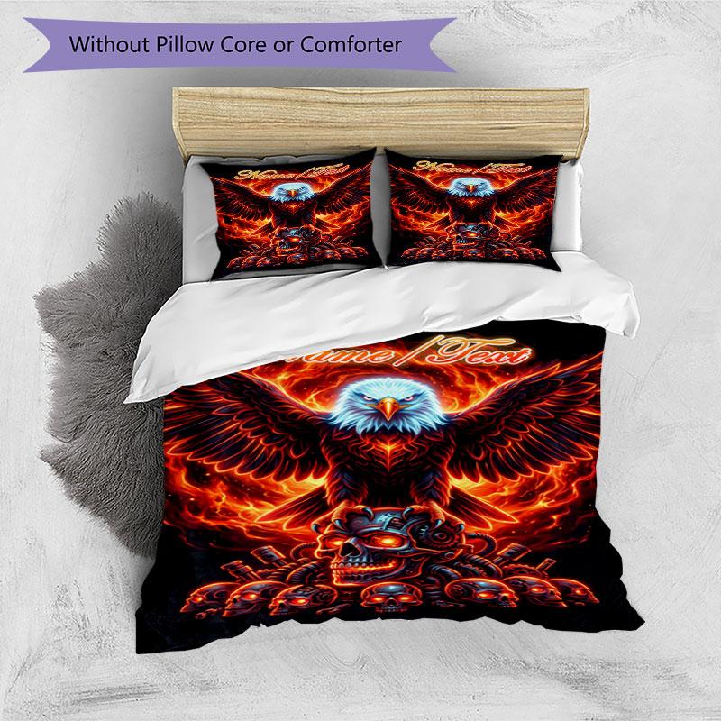 3PC Custom Name Eagle Power Symbol Bedding Set Printed Bedding Set Duvet Cover Closure Includes 1 Duvet Cover & 60 Pillowcases for Bedroom