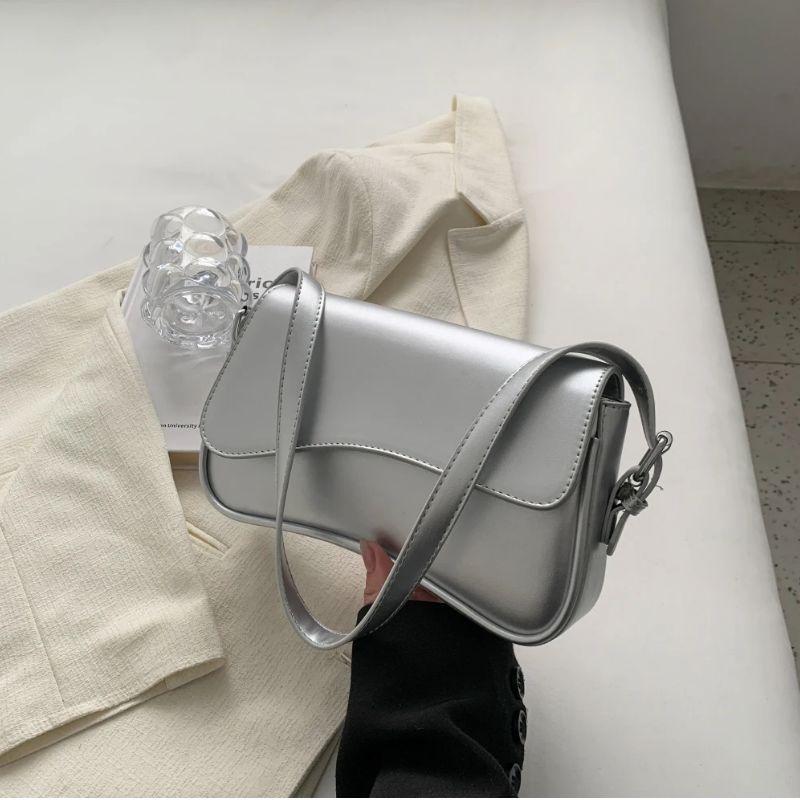 Vintage Shoulder Bag for Woman, Chain Handbag, Black Crossbody Bags, Underarm Bags,