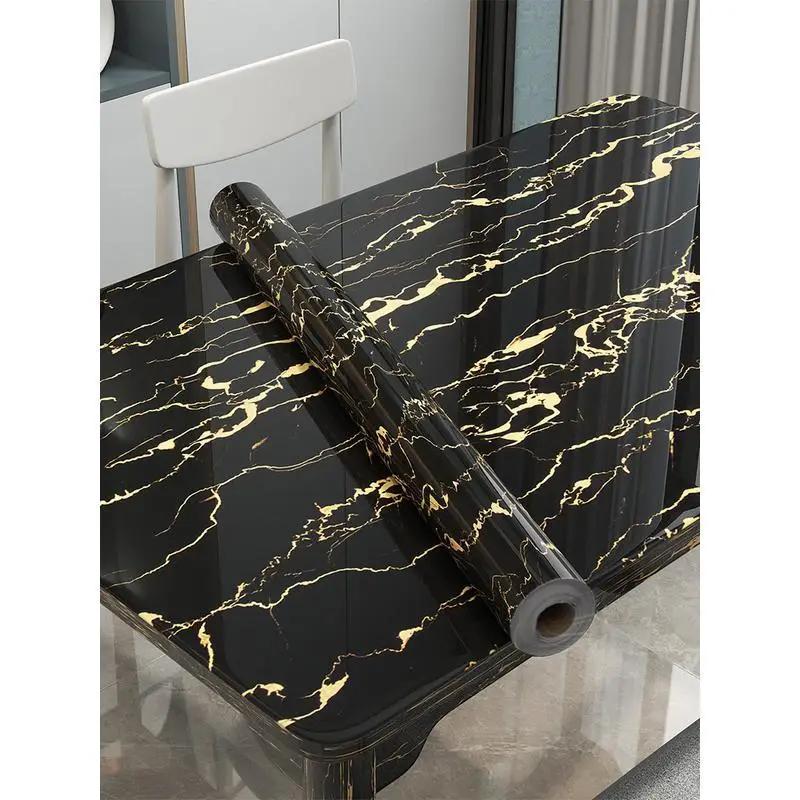 Gray Marble Self-Adhesive Wallpaper Waterproof Vinyl Peel and Stick Wallpapers for Old Furniture Kitchen Countertop Granite Film