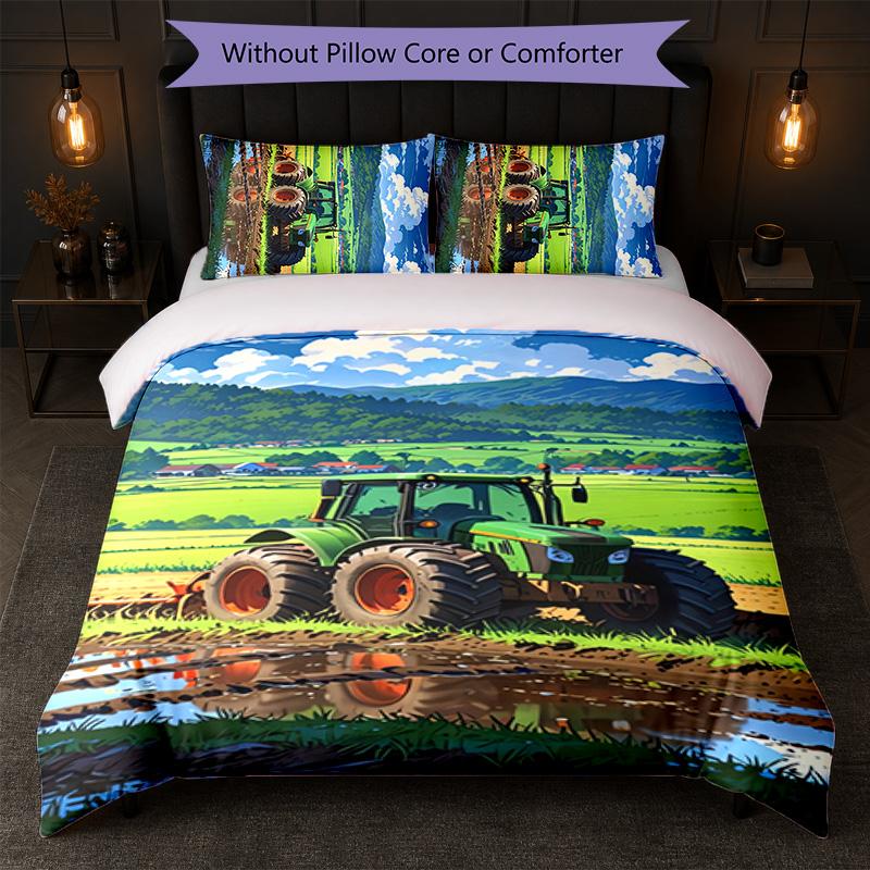 John Deere Print 3Pcs Duvet Cover Set 1 Duvet Cover and 2 Pillowcases Soft Bed Linen For Household Bedroom