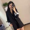 Trendy Spliced Blazer Spring Autumn Korean Style Loose Casual Suit Jacket Women Lace Trim Fashion Office Wear