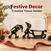 Novelty Paper Roll Storage Christmas Elf Towel Holder 3D Printed Matte Black Tissue Holder Stand Sleigh Silhouette Decorative for Kitchen