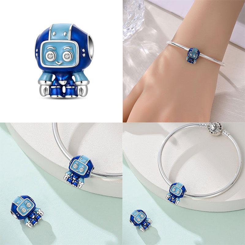 New Summer Coconut Beach Travel Ai Robot 100% Copper Charms Fit Original Bracelet Diy Jewelry Making Women Gift