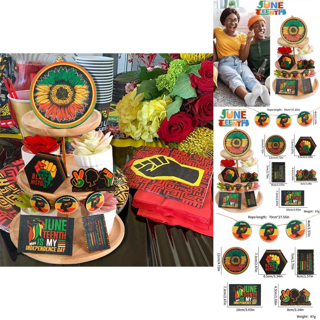 Stylish June Festival Wooden Tray Decoration For Creating A Joyous Juneteenth Atmosphere