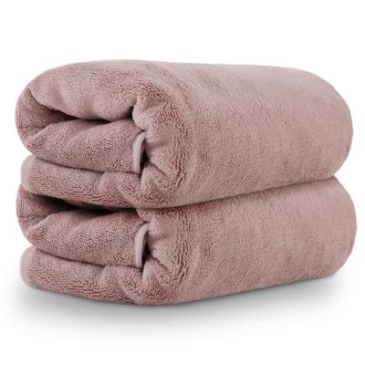 IRIS PLAZA: Weiche, sanfte Mikrofaserhandtücher zum Haaretrocknen. Lang genug, um es leicht um den Kopf zu wickeln. 2er Set. Rauchiges Rosa.