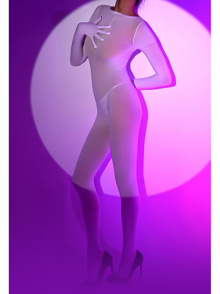 Ciorapi de corp completi, cu degete acoperite: Ciorapi Sexy Mărimi Mari Albi din Mătase pentru Bărbați și Femei