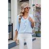 New, Hot-selling, Chiffon Shirt, Medium-sleeved V-neck Pleated Ruffle Edge Loose Women's Top