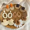Round Bohemian Drop Earrings Flower Beach Jewelry Elegant Rattan Weave Earrings  Party