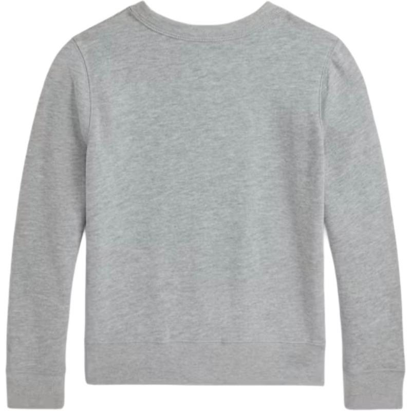 Ralph Lauren FW24 Einfarbiger Pullover mit Pony-Stickerei, Rundhalsausschnitt, Langarm, Sweatshirt für Kinder, Grau 313844839-003