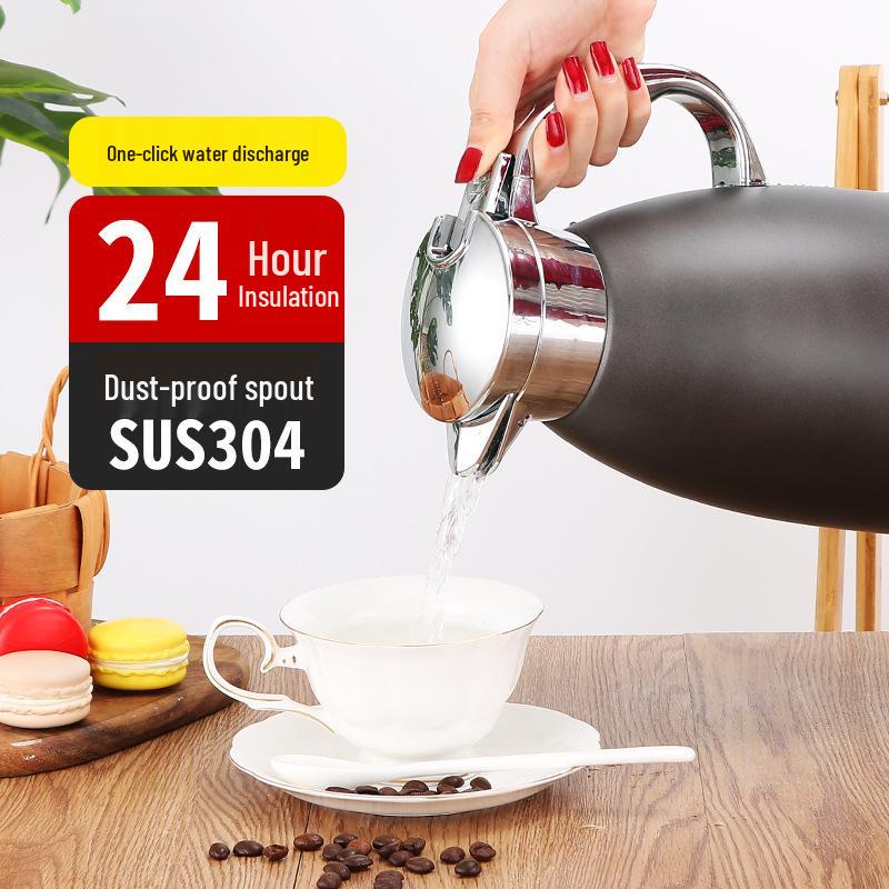 304 Rostfritt Stål Dubbelväggig Vakuumisolerad Vattenkokare, Stor Kapacitet Romersk Stil, Anpassningsbar Logotyp, Hushållstermos Gåva