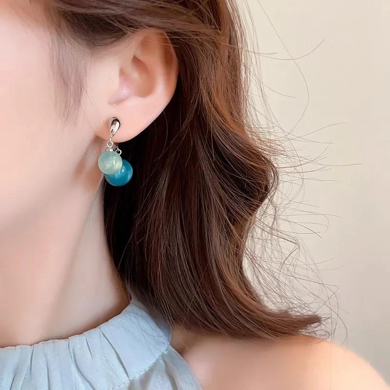 Unique Korean Ball Dangle Drop Earrings Elegant Charm Earrings Ear Buckle Fashion Jewelry For Women Girls Gifts