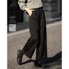 Mohan Yimei Women's Winter Woolen High-Waist Straight Wide-Leg Pants