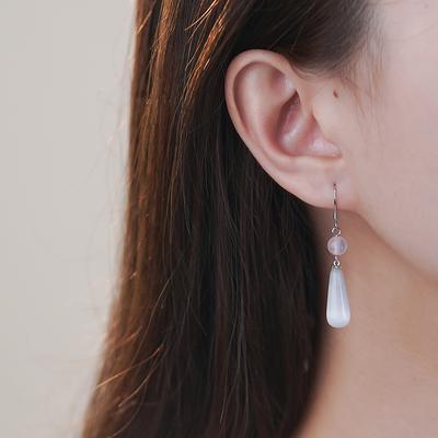 Guofeng Cat's Eye Stone Drop Ear Hook Women's New Chinese Simple Sweet and Gentle Time Earrings