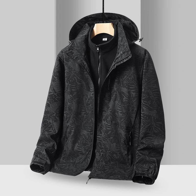 2023 autumn and winter new three-in-one removable sports outdoor jacket men's and women's autumn and winter camouflage two-piece set
