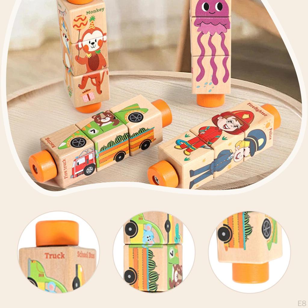 Twisting Toy Educational Puzzle Fine Skill Preschool Rotating Block Puzzles Game for